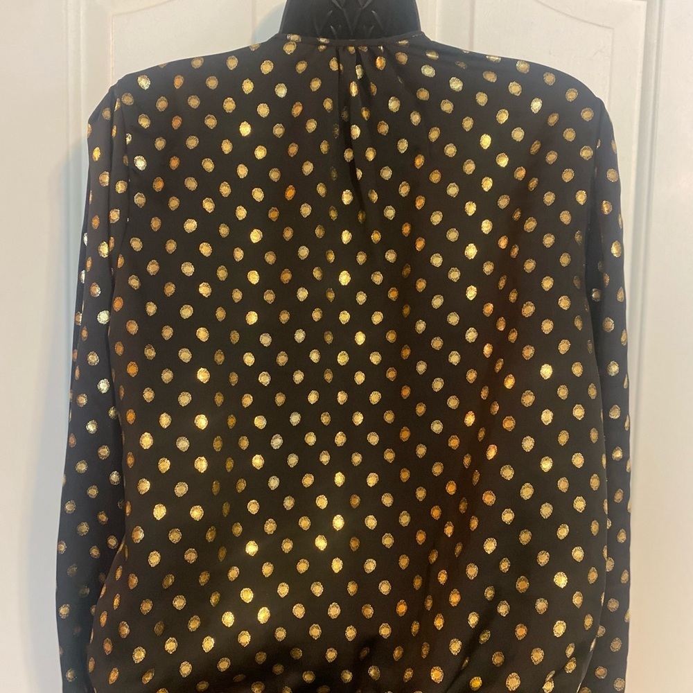 “ZARA” Gold Polka Dot Wrap Blouse BodySuit - Picture 12 of 16